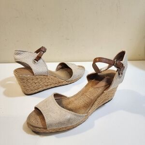 LUCKY BRAND Kindra Cream Wrap Ankle Espadrilles Wedges Sandals 8 1/2